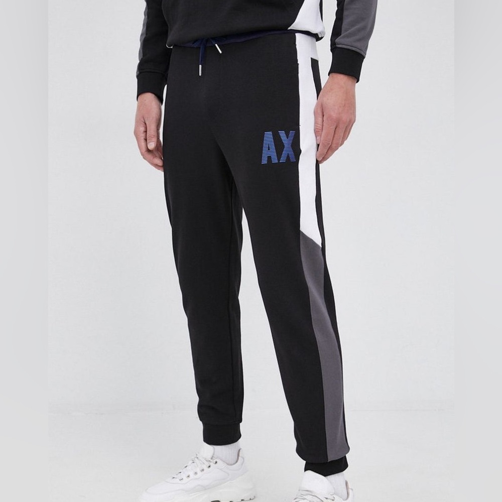 NWT‎ ARMANI EXCHANGE TROUSER PANTS in black with navy and white details